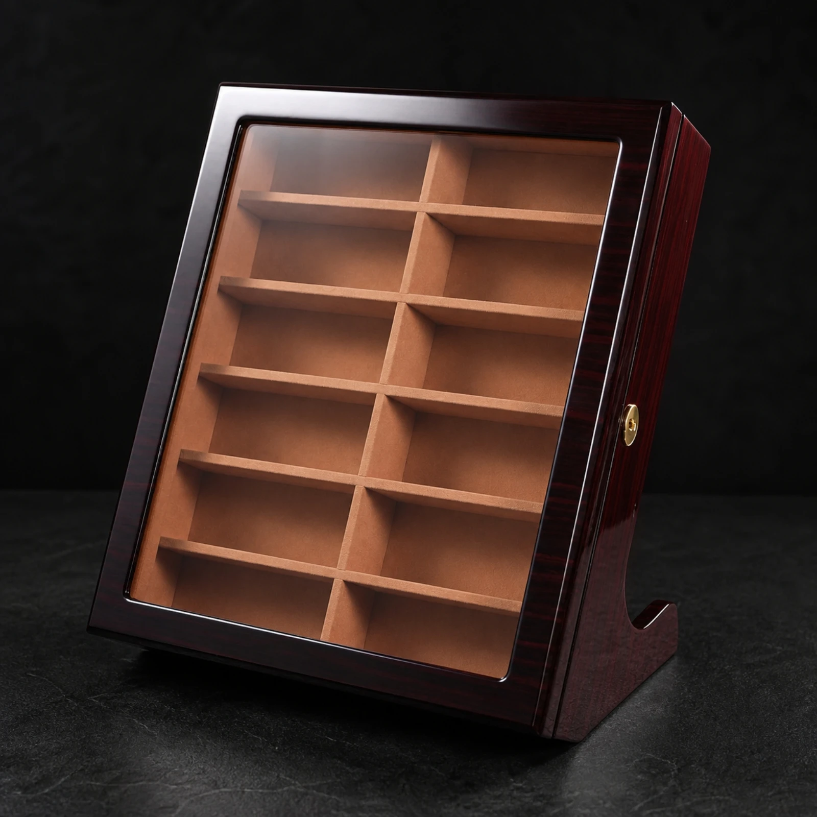 Eyewear Storage Box with Lock Transparent Eyeglasses Display Case Eyeglasses Organizer Soft-Lined Eyewear Storage Box Multi-Slot