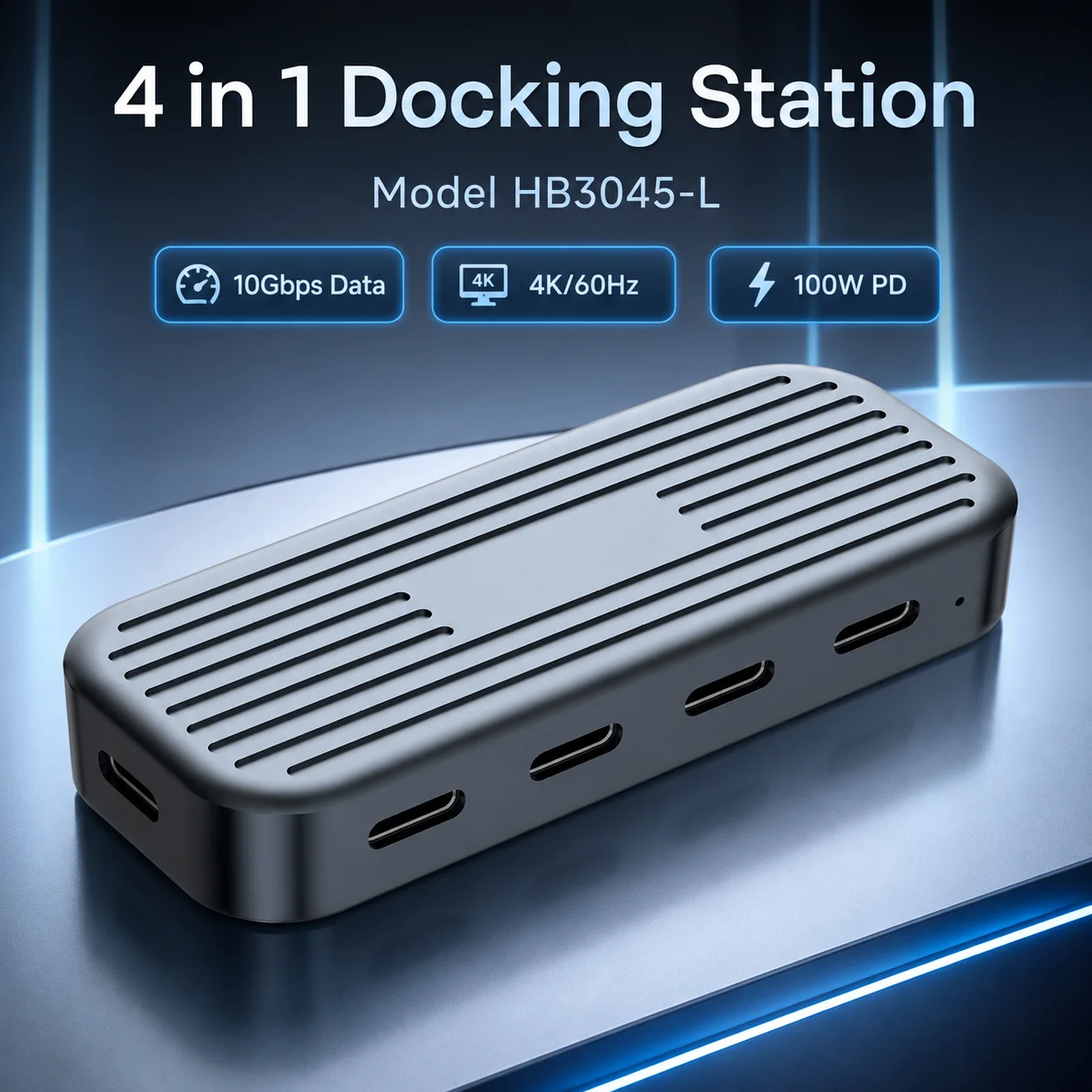 4in1 USBC Docking Station,Full-Featured TypeC 4K*60Hz Video&10Gbps Data,2xUSBC 3.2 Gen2,100W PD Hub,Alloy  Adapter