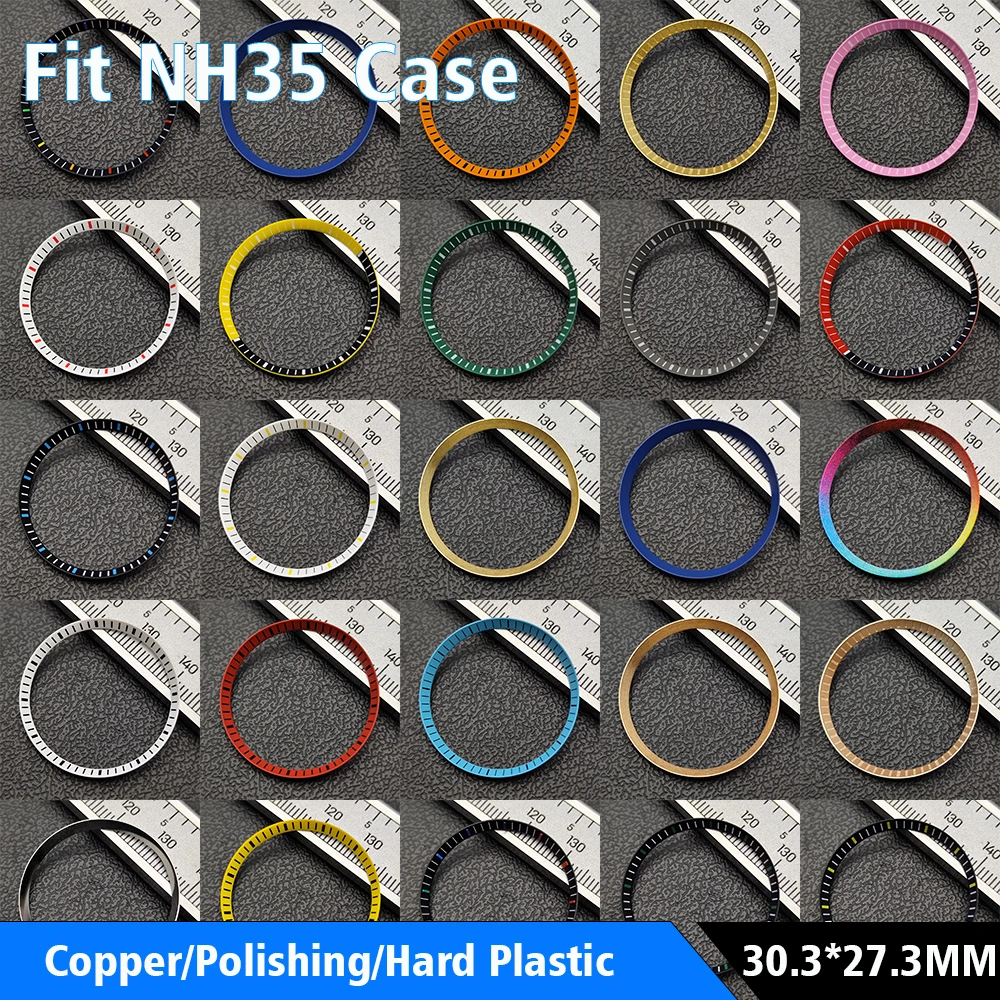 Plastic Mod Watch Chapter Ring Fit NH35 Case Replacement Hard Polished/Copper Inner Ring Size 30.3 * 27.3mm Watch Accessories