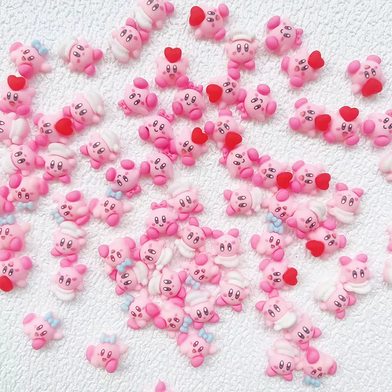 20 Pcs Anime Kirby Nail Patches DIY Resin Nail Jewelry Accessories Cartoon Nail Sticker Decoration Ornament Manicure Girls Gift