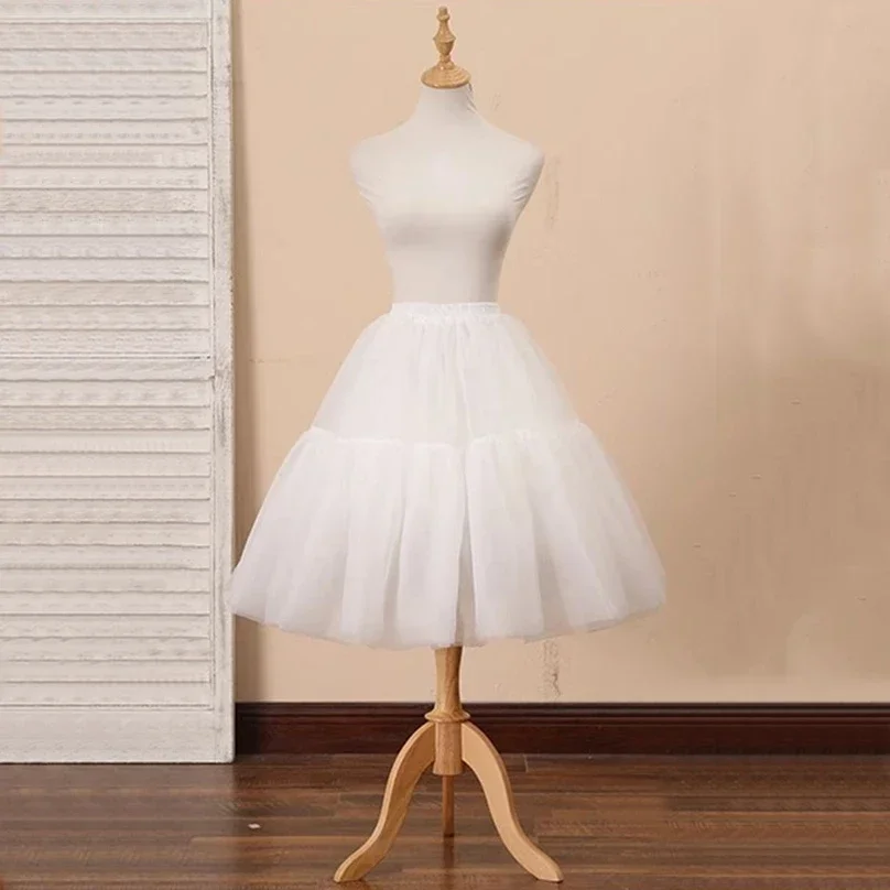 Women Daily Lolita Cosplay Holiday Party Mini Petticoat Short Solid Fluffy Bubble Tutu Skirt Puffy Crinoline Underskirt No Hoop