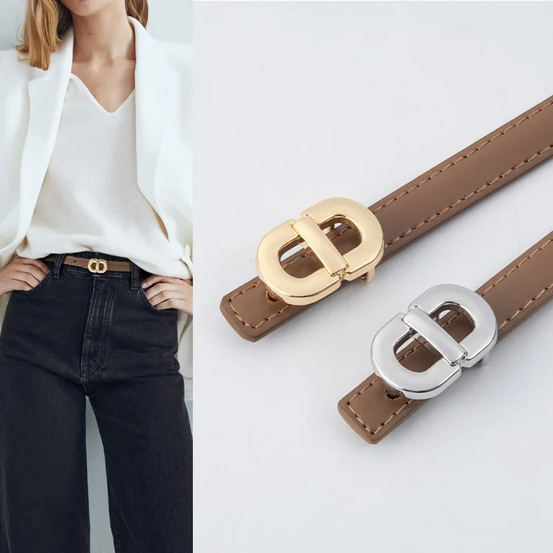 

Genuine Leather Women's Belts High Quality Cowhide Casual Pants Jeans Belt Metal Buckle Luxurious Designer Brand Fashion Belt