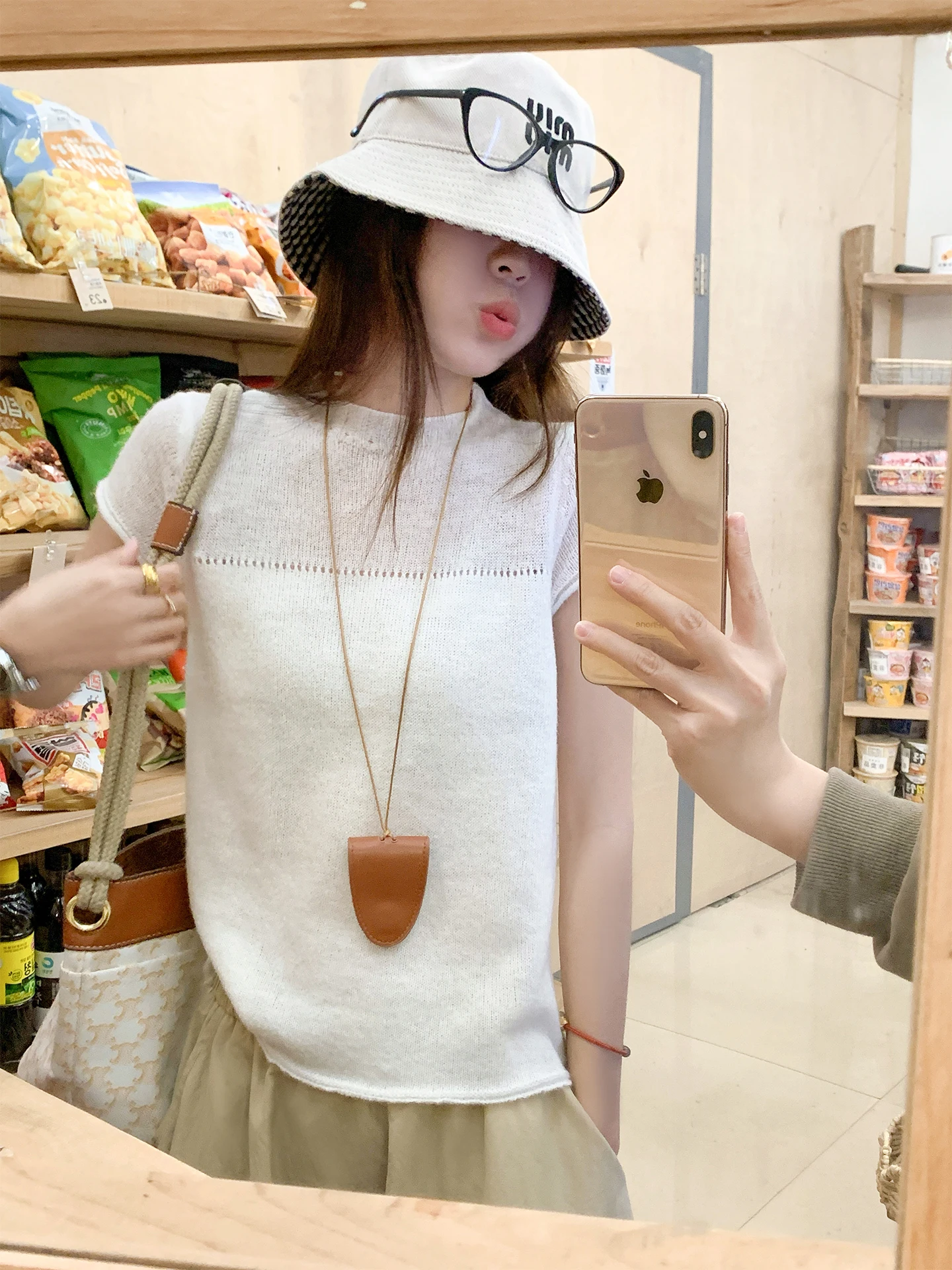 

Zeng Xiao Salt Korean Sle Women's Knitted ort Sve T-irt Thin Base Layer irt Spring Summer New Arrival Inner Wear Top