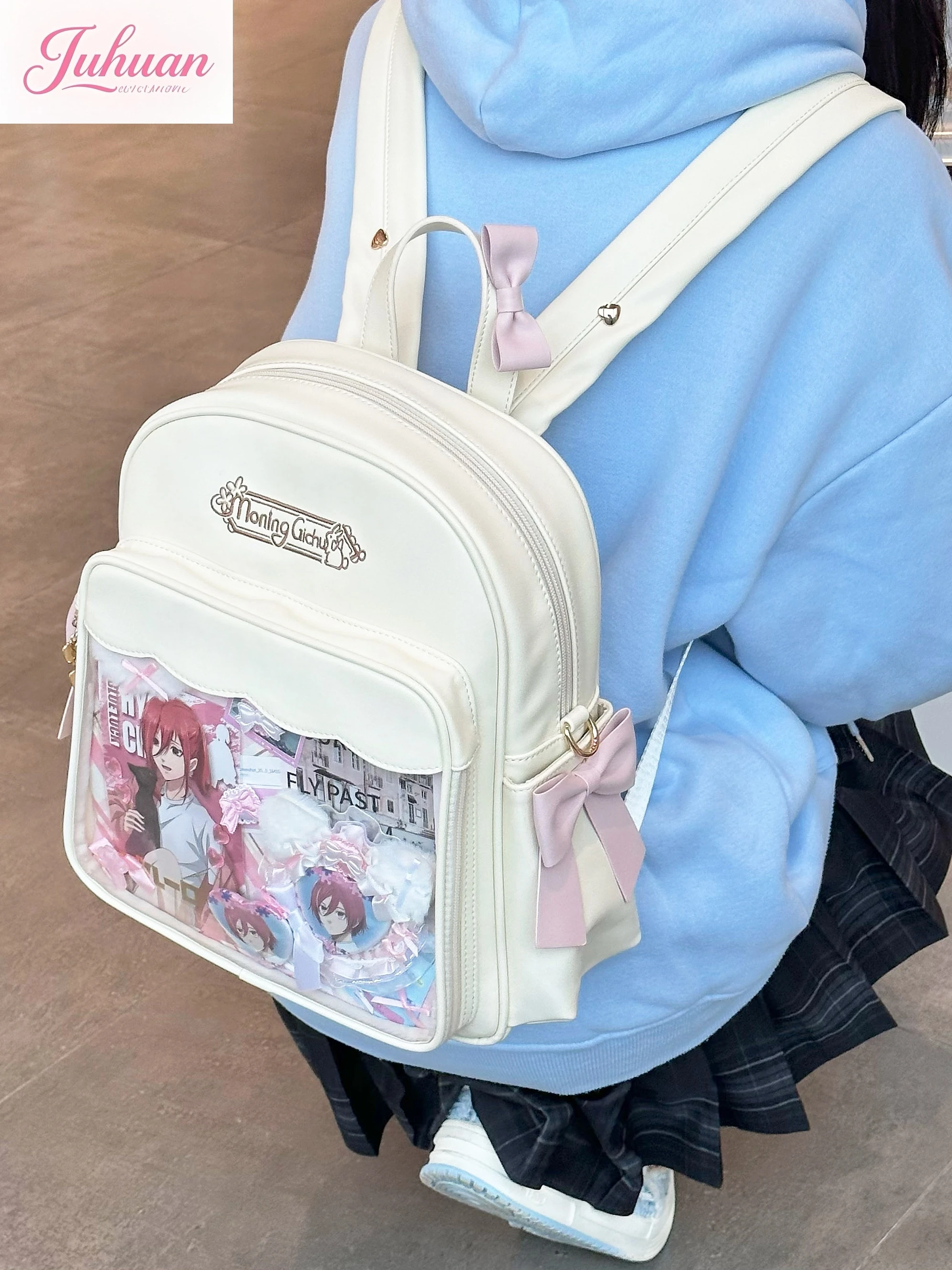 Japanese Original Design Two-dimensional Comic Show Ltabag Oblique Span Bag Female Cute Sweet Bow Large Capacity Backpack Women