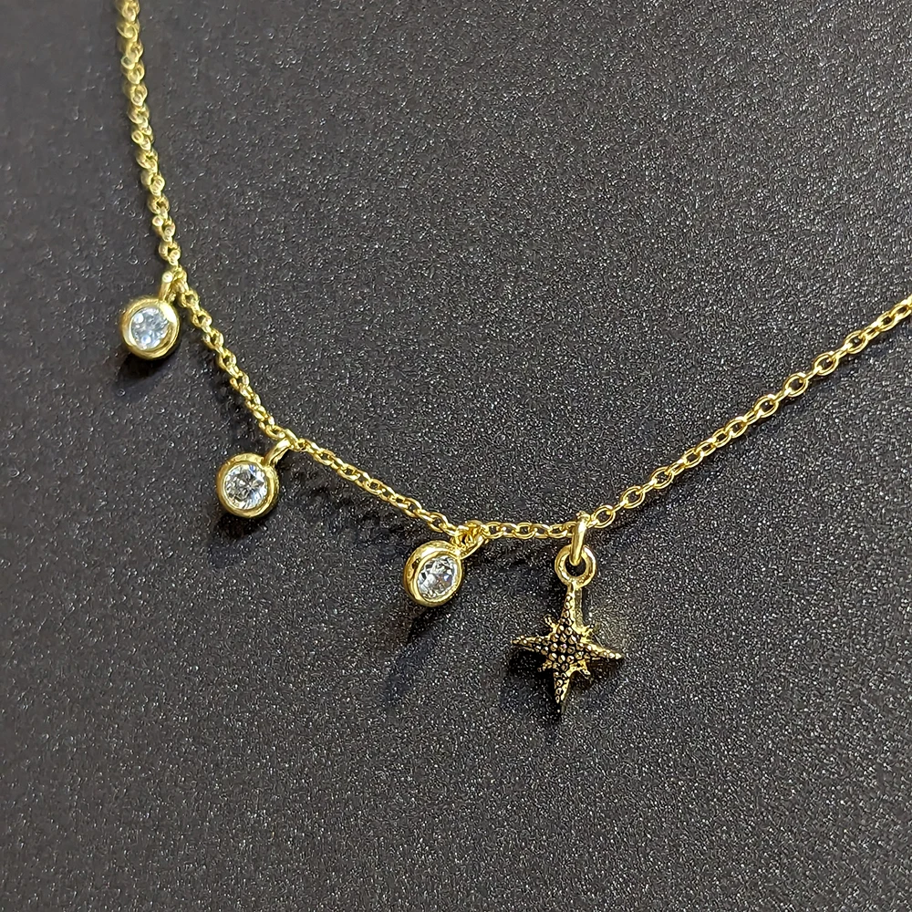 

Silver with Gold Color Asterism Necklaces