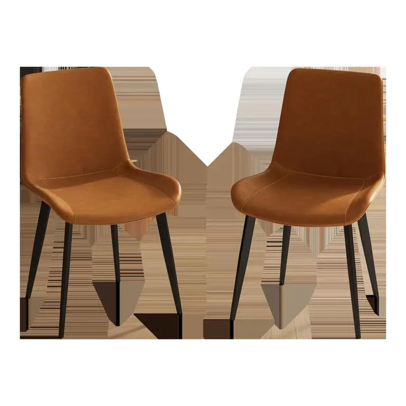 2PCS Modern Dining Chairs, Upholstered Faux Leather Seat, Sturdy Metal Legs for Kitchen & Dining Room