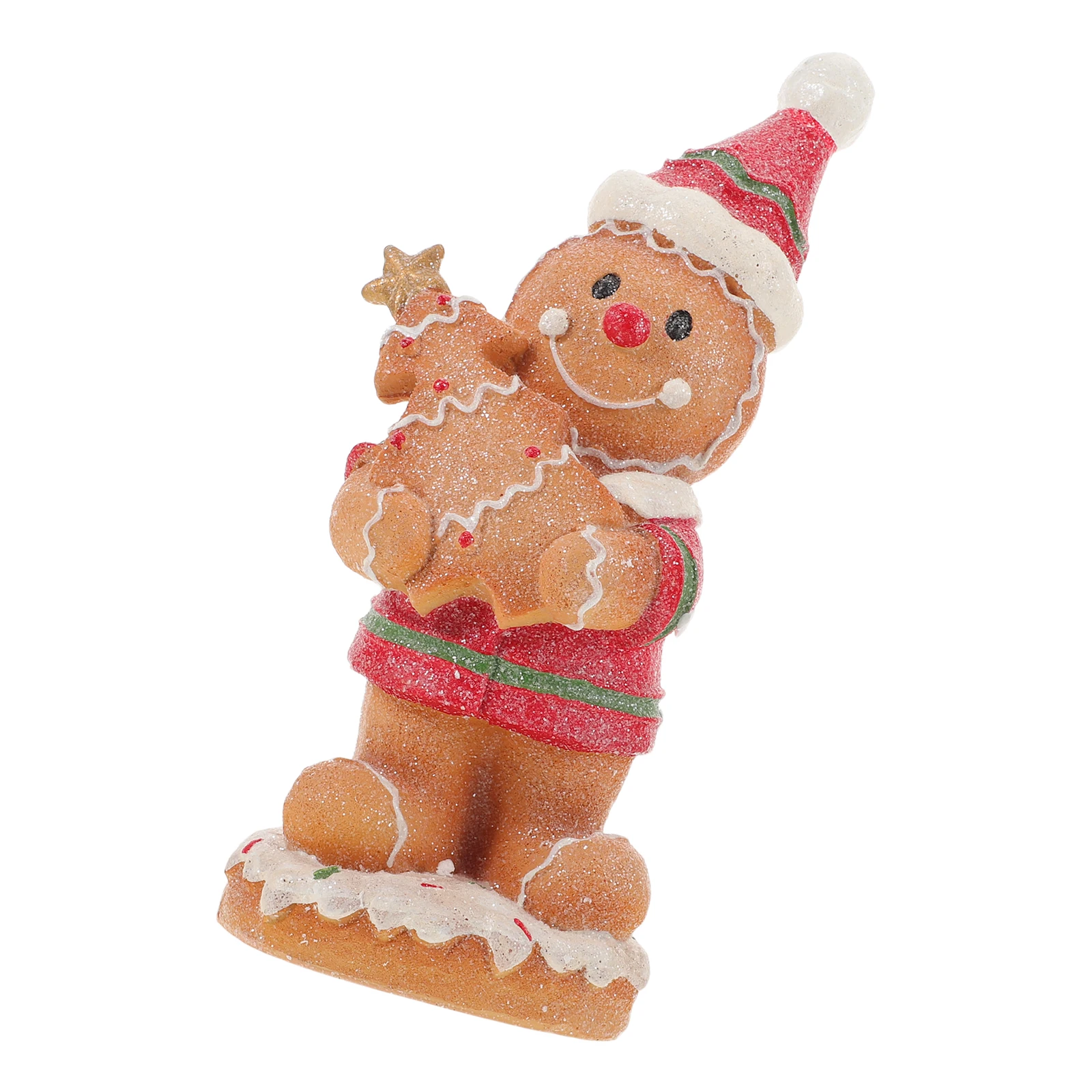 

Christmas Gingerbread Man Resin Ornament Tabletop Decoration Festive Winter Xmas Holiday Statue Gingerbread Man Figure