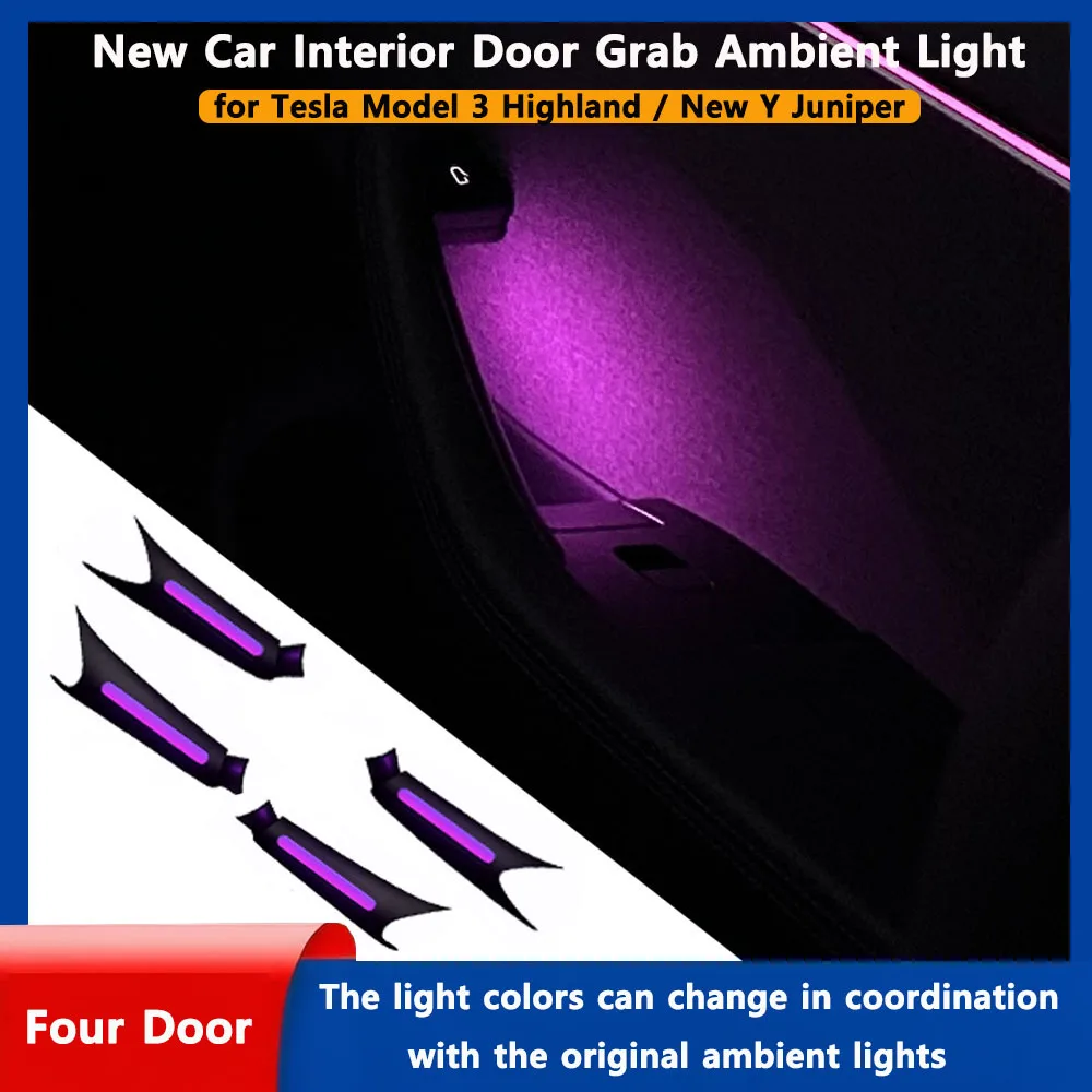 

Door Handbar Ambient Light For Tesla New Model Y Juniper Model3 Highland Door Grab Pocket Light Car Interior RGB Atmosphere Lamp