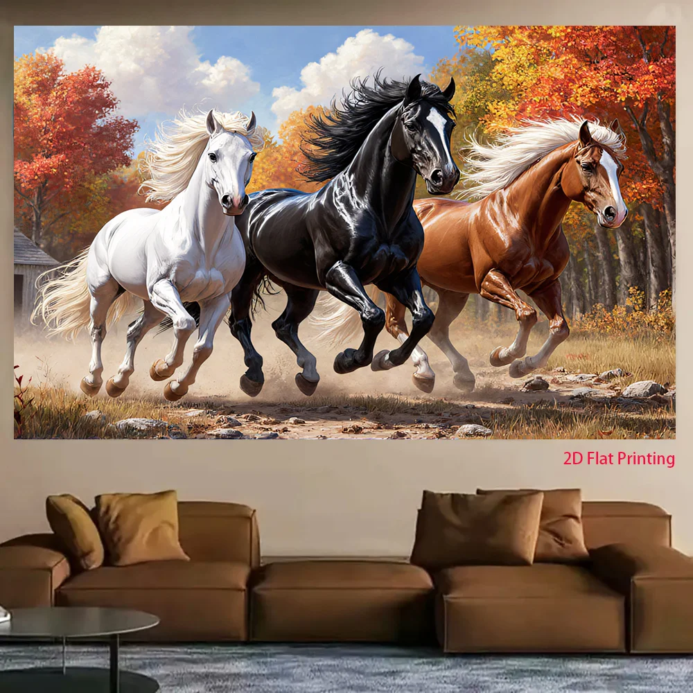 Rustic Horse Tapestry Wall Art Decor Canvas Print Equestrian Wildlife Picture for Living Room Home Decoration