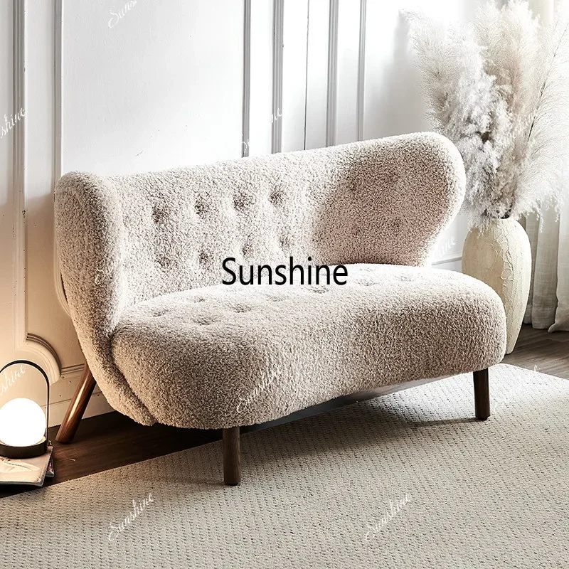 YNordic leisure sofa fabric single personality lamb wool back chair