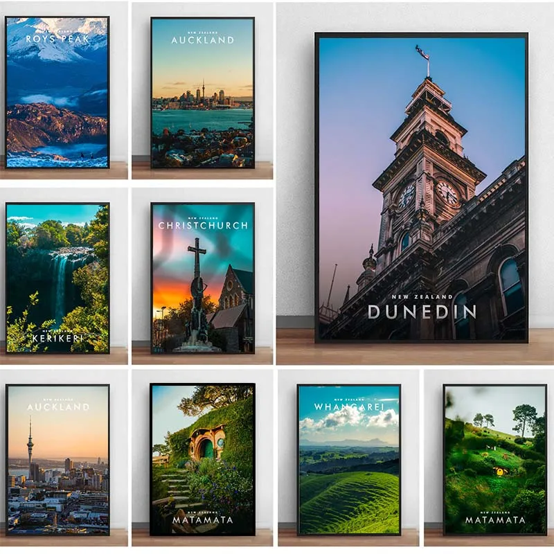 

Modern Travel to New Zealand Commemorative Poster Prints Famous City Attractions Landscape Canvas Painting Wall Art Home Decor