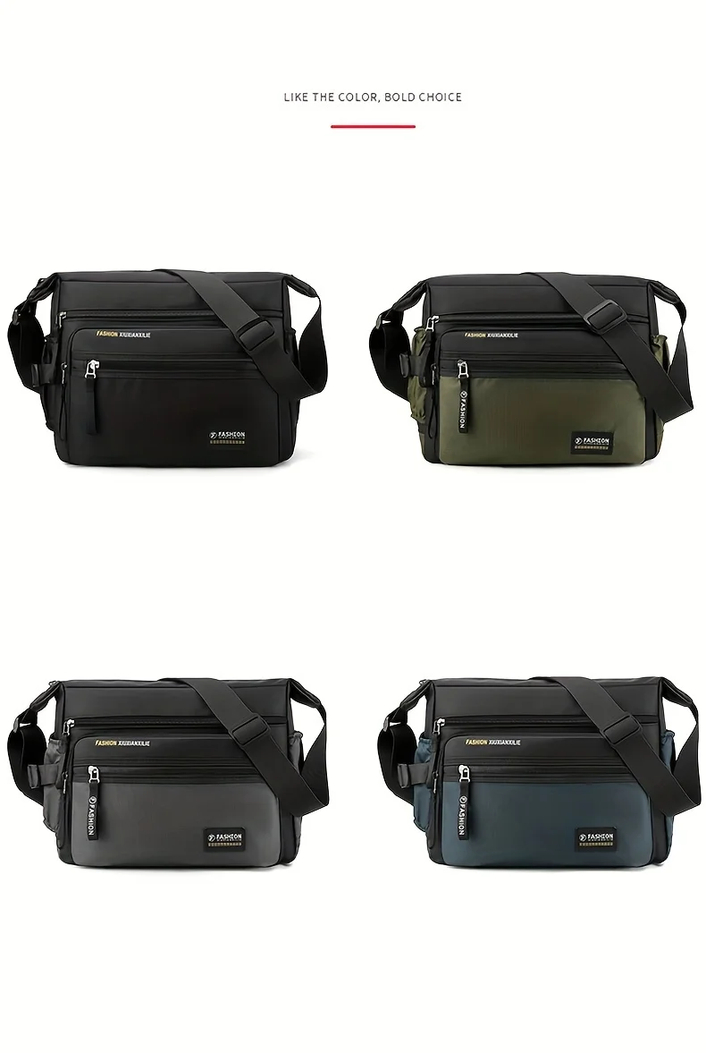 Men Multifunctional Crossbody Bag Nylon Waterproof Shoulder Bag Large Capacity Casual Male Messenger Bag Design Travel Daily