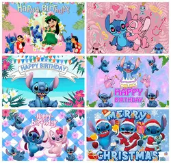 Disney Lilo and Stitch Angel Backdrop Photography Happy Birthday Boy Or Girl Gender Reveal Decoration Custom Backgrounds