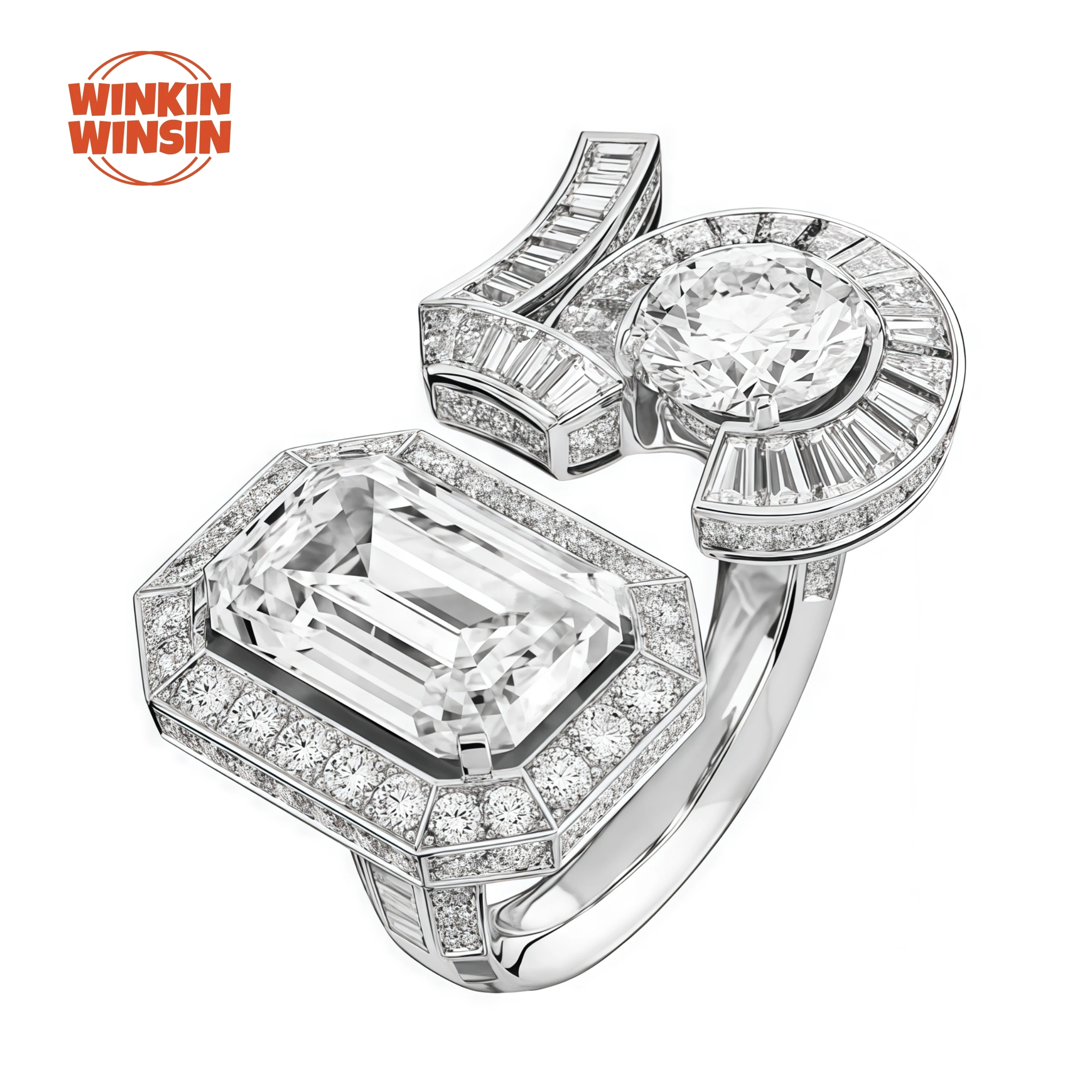 

Winkin Winsin Fashion 5-Character Water Drop Adjustable Zircon Ring Women 925 Sterling Silver Smooth Digital Ring Jewelry