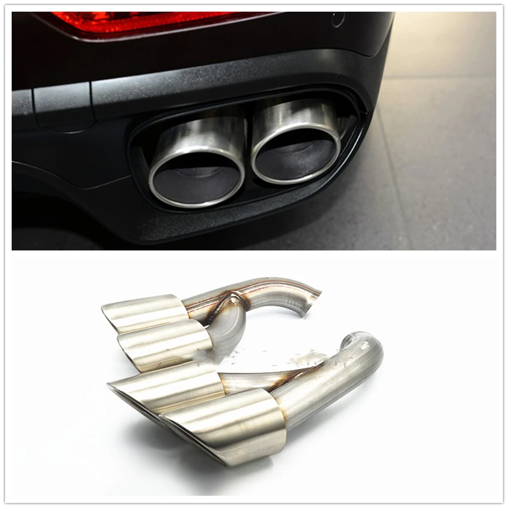 

Stainless Steel Car Rear Exhaust Muffler Tip Pipe Air Outlet Vent Exhause Duct Tailpipe For Porsche Cayenne 2015 2016 2017