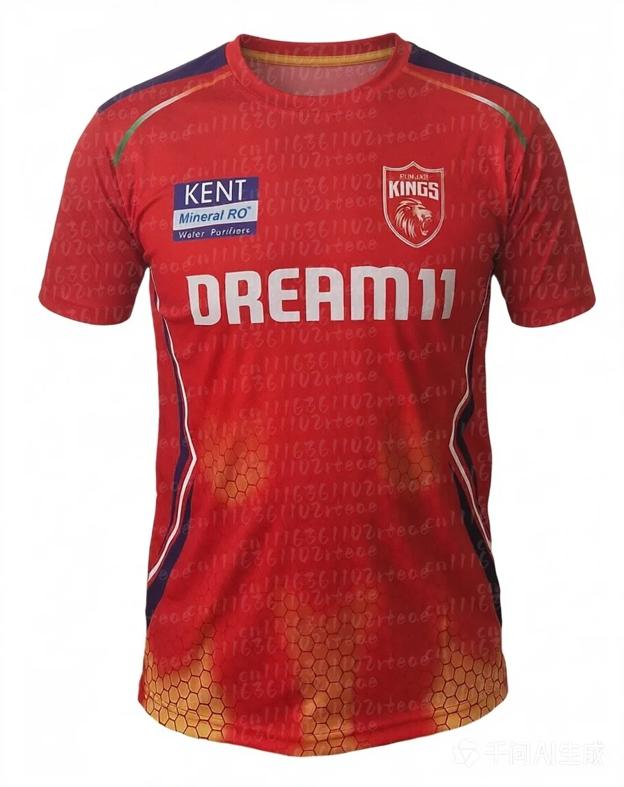 Punjab Kings Team IPL 3D-gedrucktes Sport-Top-T-Shirt, Fan-Shirt, kurzärmelige Sport-T-Shirts, passend für die ganze Familie – Detail 5