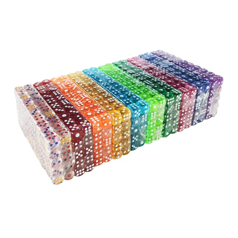 20PCS/Lot Dice Set 12mm Small Size10 Colors Acrylic 6 Sided Transparent Dice Club/Party/Family Games