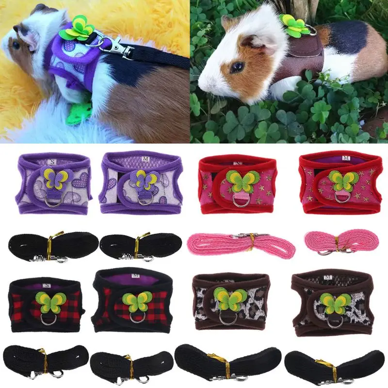 Lovely Hamster Harness Vest Kit Adjustable Walking Rope Comfortable for Gerbil Ferret Chinchillas Squirrel Small Animals