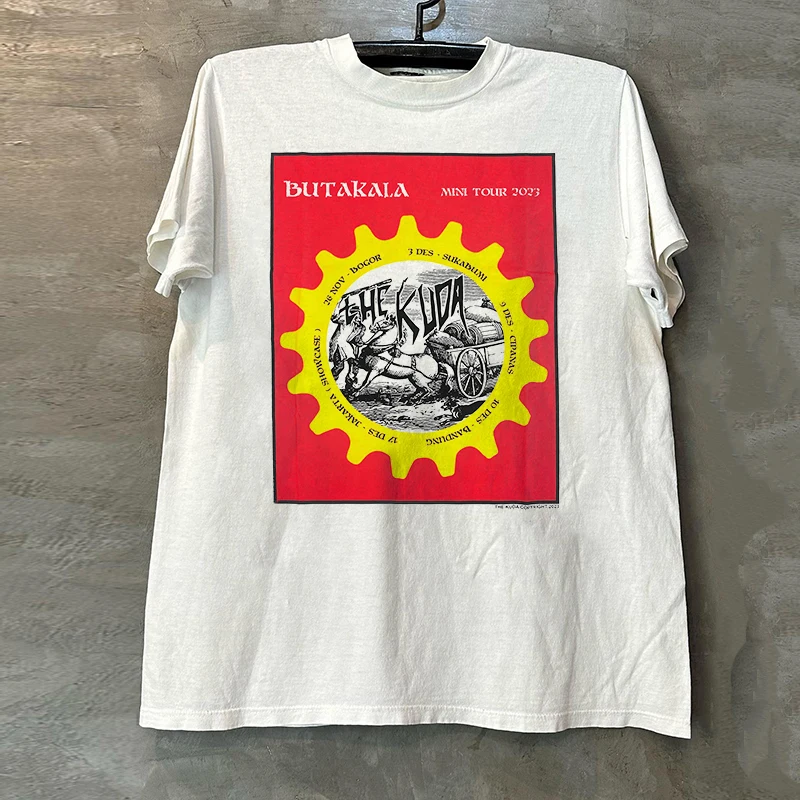 Tagkita Singer Album Cover Short Sleeve T-Shirt Vintage Heavy Cotton Five Sleeve Trendy Youthful Print Casual Summer Top