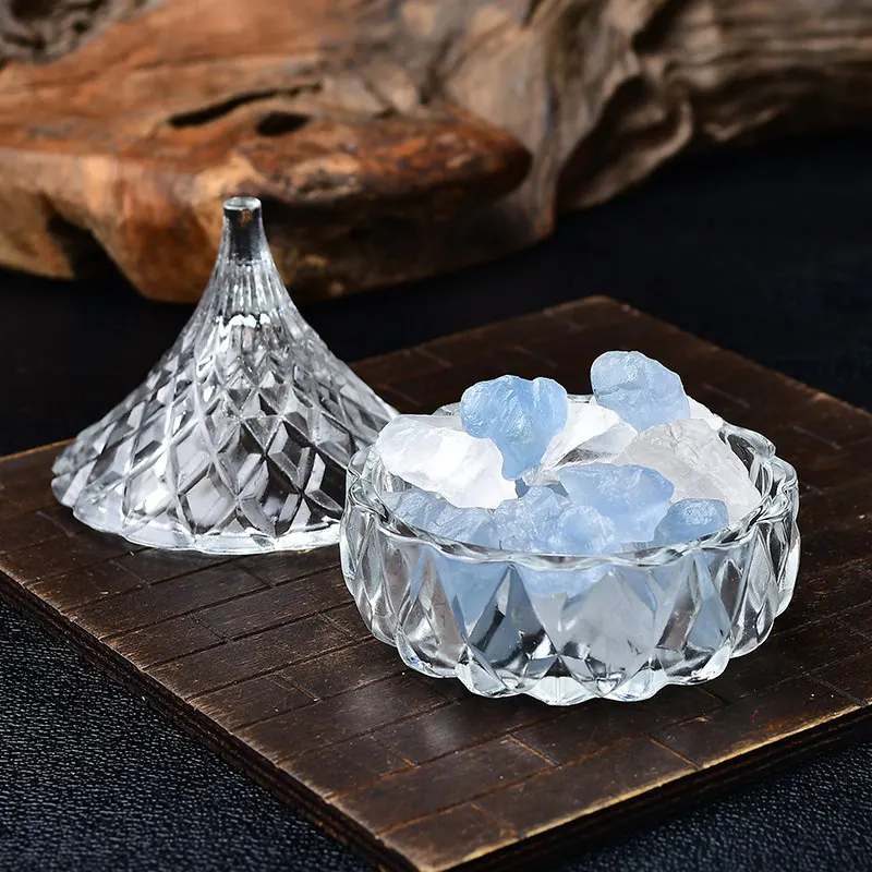 Natural Crystal Raw Stones Jars Container with Lid Aromatherapy Essential Oil Diffuser Boxes Home Decoration Ornament Crafts