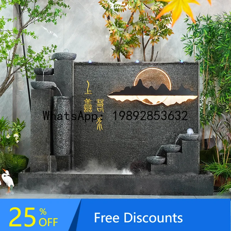Stone Water Curtain Wall Courtyard Fish Pond Background Decoration Garden Landscaping Fake Rock Water Feature Ornament