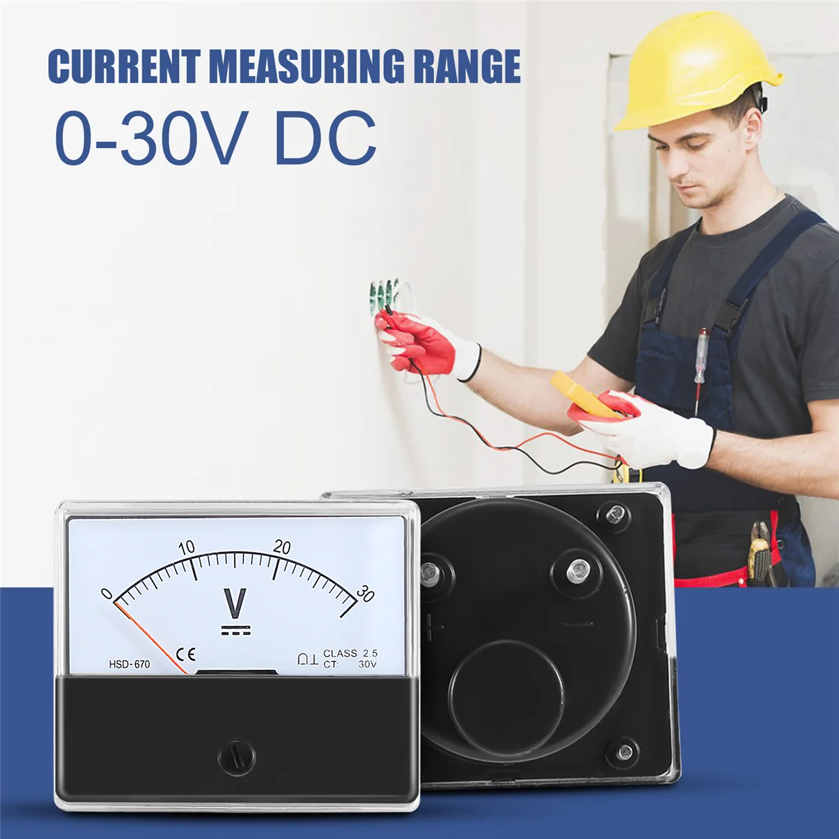 ABYC DH-670 دقة تيار مستمر 30 فولت عداد لوحة التناظرية الفولتميتر