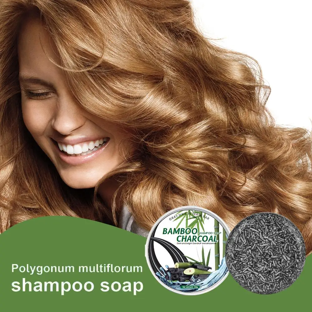 صابون الخيزران الطبيعي مع فحم متعدد الفلوروم ، شريط الشامبو النقي ، شعر عضوي رمادي ، سواد شا ، Y0q7