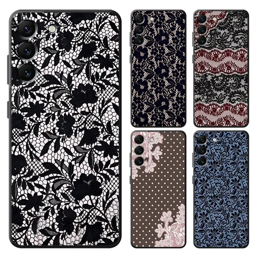 

Black Sexy Lace Case for Samsung Galaxy A57 A73 A51 A52 A36 A53 A35 A25 A32 A26 A37 A22 A23 A24 A55 Phone Cover A72 A71
