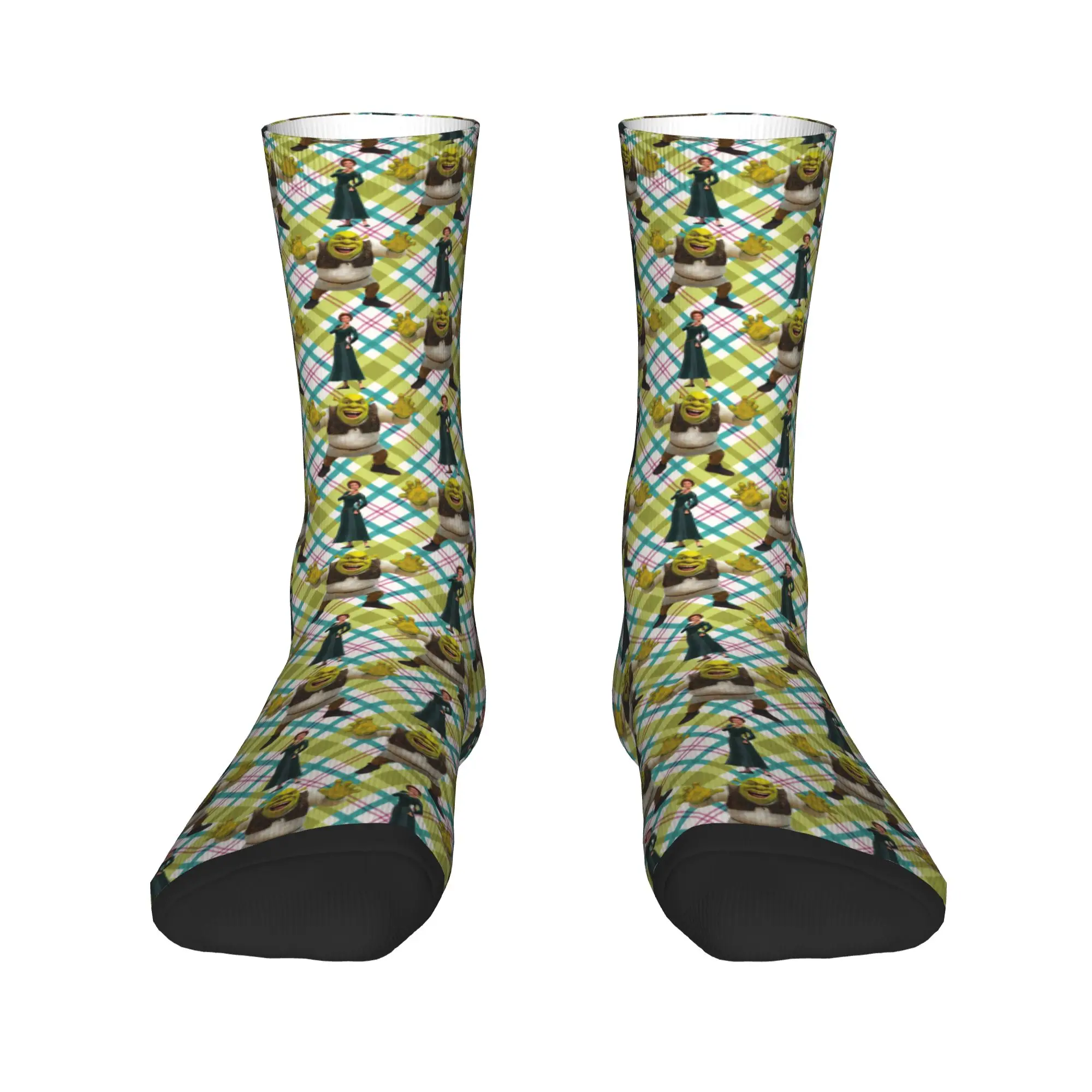 Crazy Design Cartoon Monster Shreks Skateboard Socks  Polyester Long Socks for Unisex Breathable