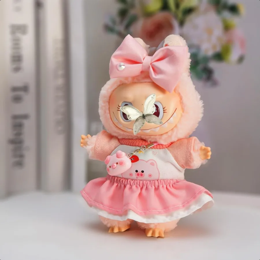 

4 комплекта одежды для 6,7 дюймов, 17 см, наряд премиум-класса LABUBU с миниатюрными аксессуарами для коллекции ropa para Doll, розовая кукла, за исключением