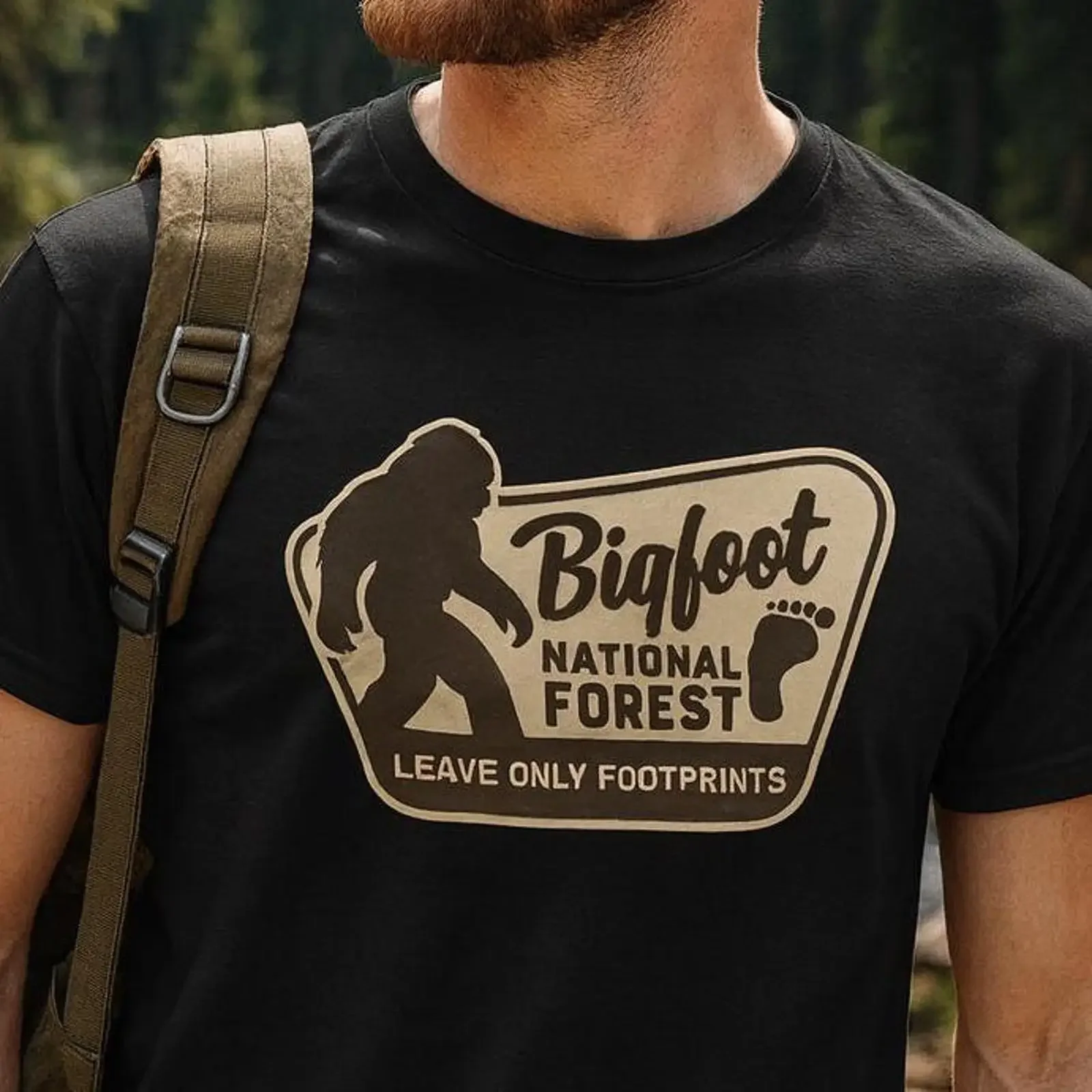 BigfooT T Shirt National Forest Sasquatch Camping Leave Only Footprints Hiking Funny Cryptid vintage Washed Stylish fashion