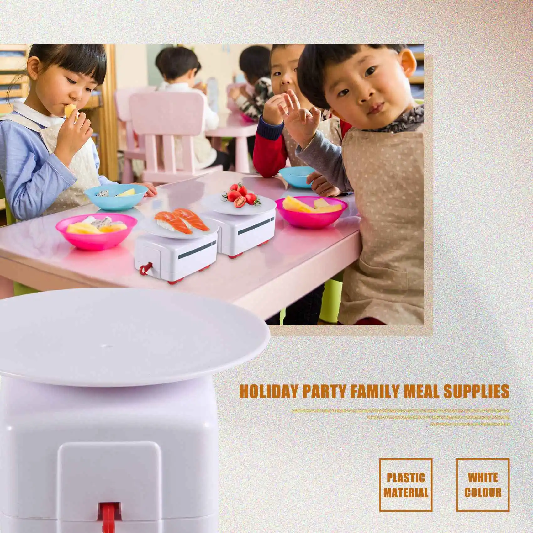 Y51A-Sushi Train Rotary Sushi Track Conveyor Belt Rotating Table Kid Food Train Set DIY Sushi Making Family Sushi Party