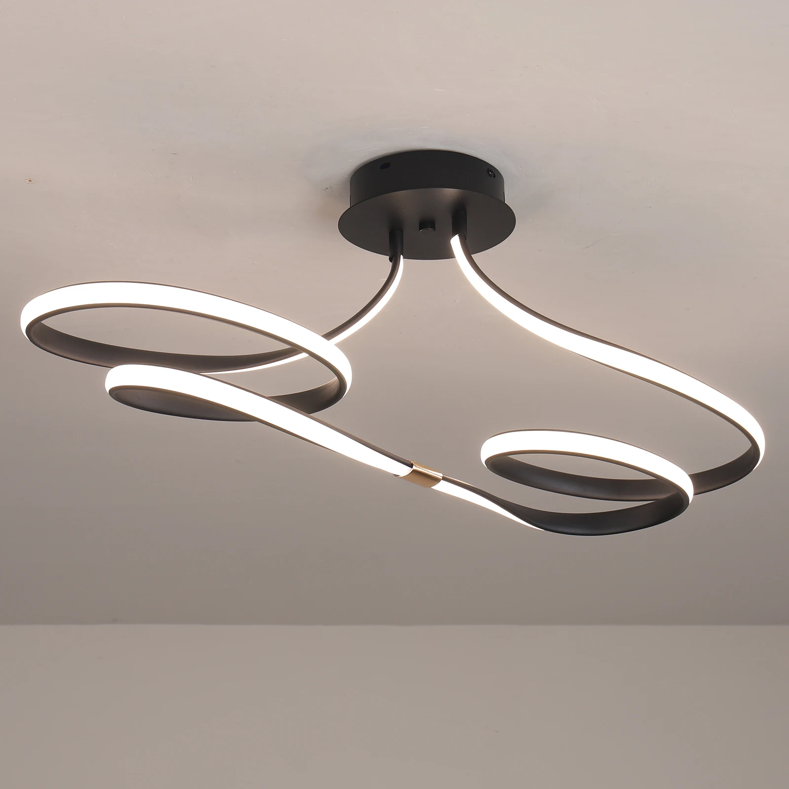 TCY 75 cm plafond moderne à intensité variable LED 28 W or/Chrome/noir pour chambre cuisine luminaire avec télécommande