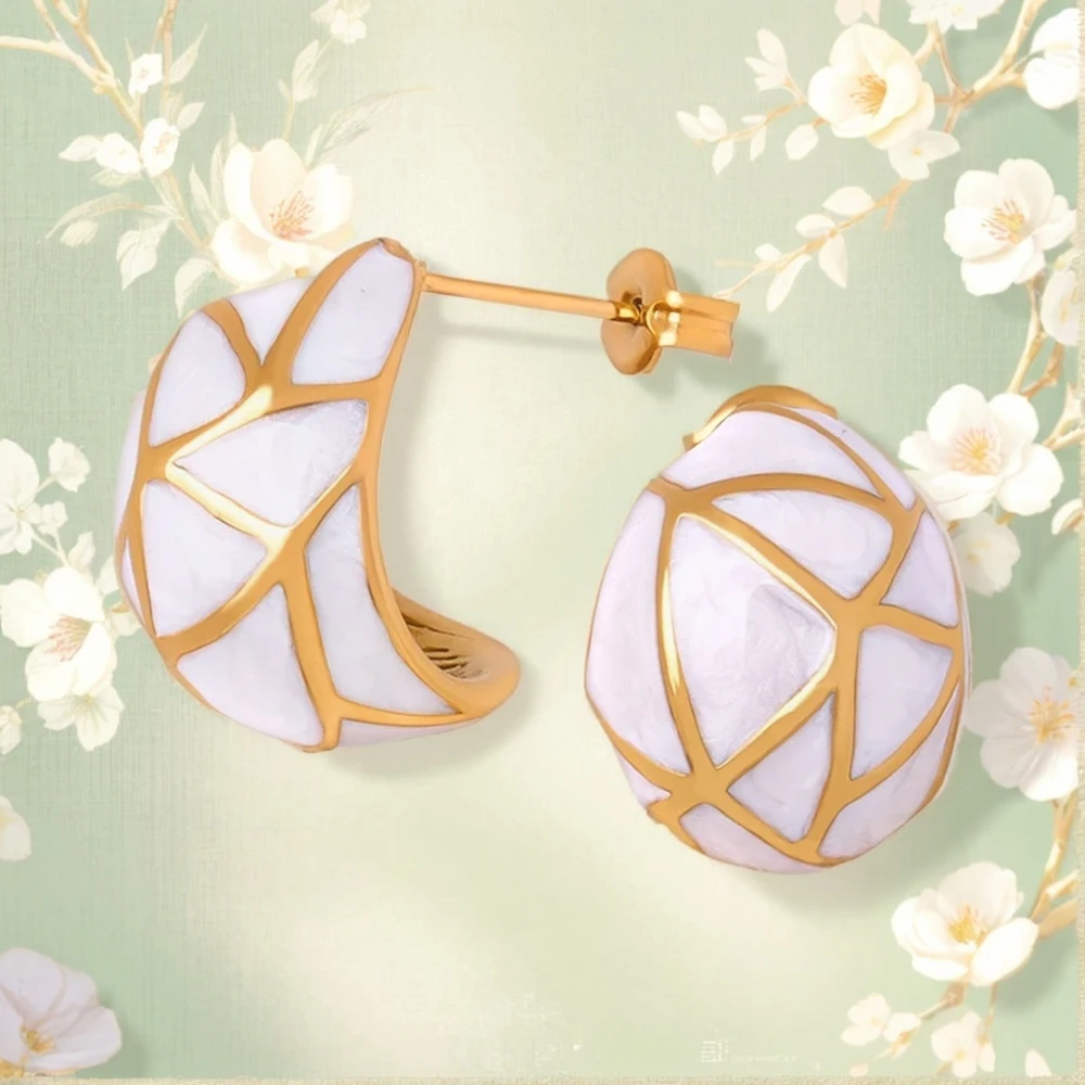 

MARKA Irregular C-shaped Weight Glazed Craftsmanship Crack Earrings Women's Fashion Retro Jewelry Accessories