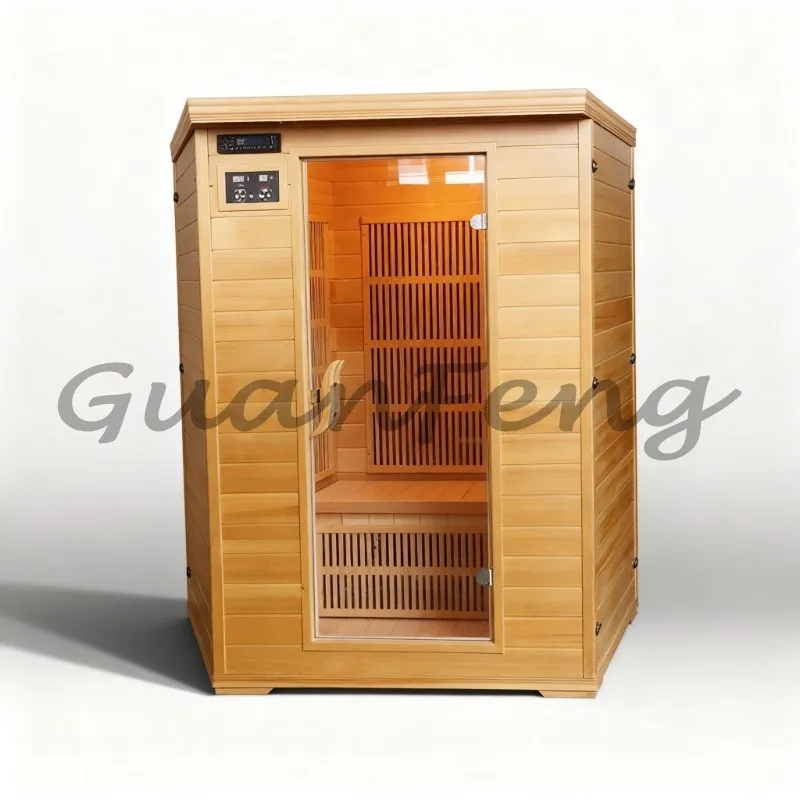 Modern 2‑Person Portable Hemlock Sequoia Far Infrared Sauna, Indoor Low EMF Heated Home Spa for Relaxation