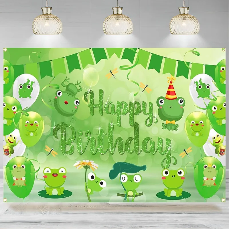 Frog Birthday Party Decoration Banner Themed Birthday Photographic Background Kids Party Baby Shower