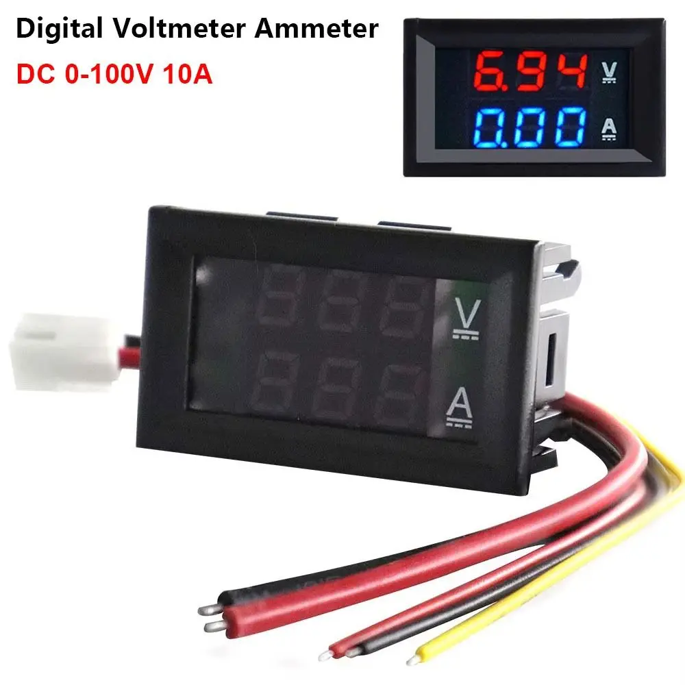 1Pcs DC 0-100V 10A Digital Voltmeter Ammeter Red Blue LED Display DSN-VC288 Module Current Meter Panel High Precision