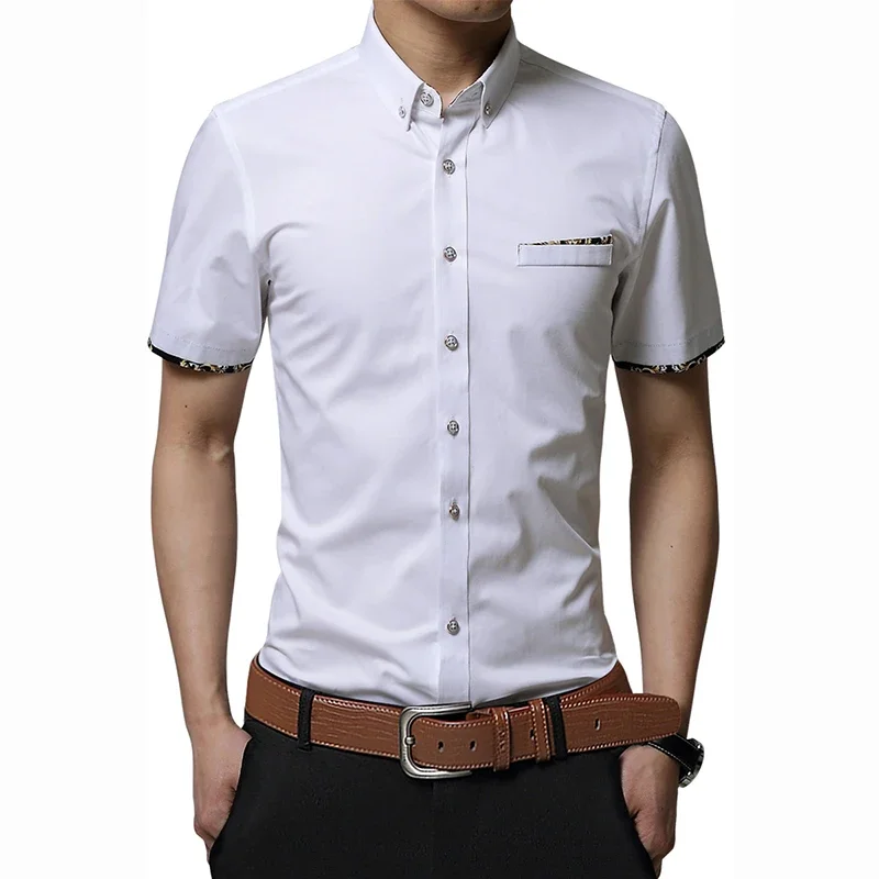 New Arrival Summer Fashion Men Brand Formal Business Shirts Casual Classic Short Sleeve Shirt Male Blouse Social Tuxedo Shirts