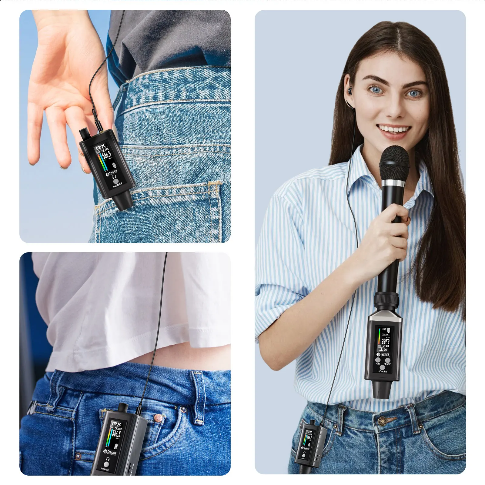 نظام مراقبة لاسلكي داخل الأذن من Debra EMX-1، نظام أدوات لاسلكي محمول قابل لإعادة الشحن UHF للكنيسة والمؤتمرات