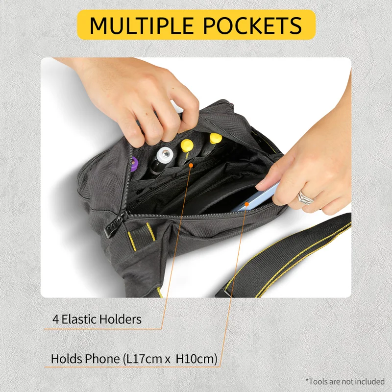 Heavy-Duty Electrician's Waist Bag - Durable Oxford Cloth, Multi-Pocket Tool Organizer for Home Maintenance