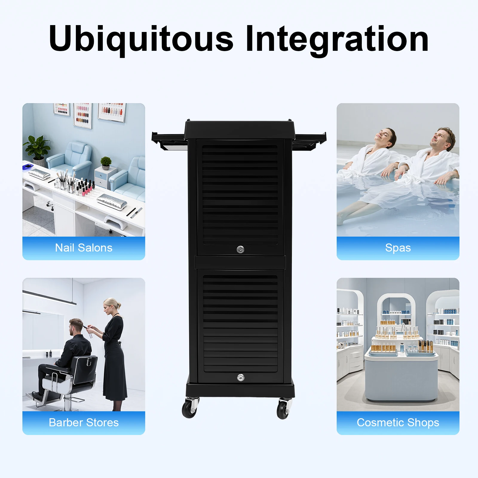 Lockable 7-Tier Beauty Cart with Wheels, Mobile Hairdressing Trolley for Salon Cosmetics Storage Organizer