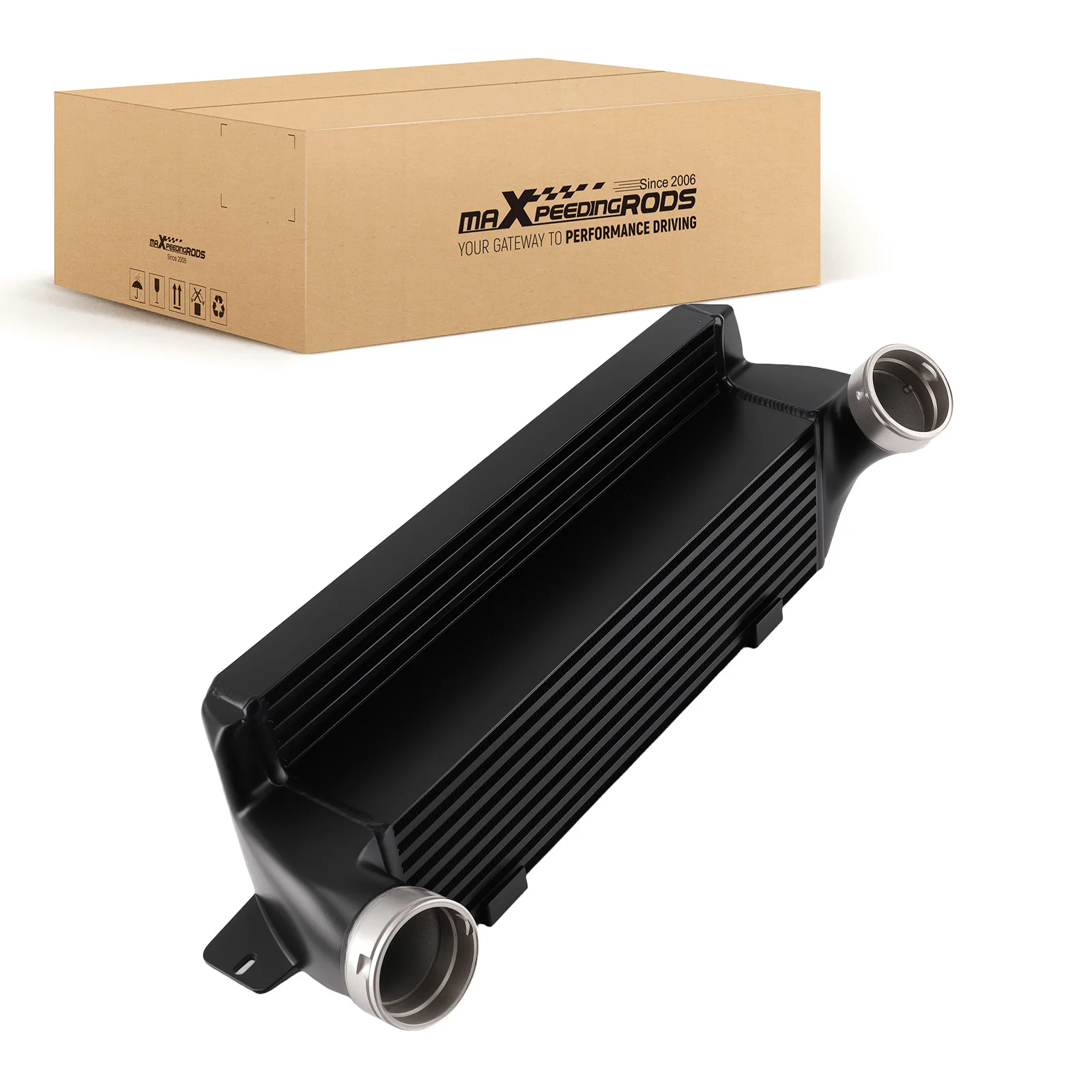 Front Intercooler For BMW 135i 335i 335xi E82 E90 E91 E92 E93 2008 2009 2010 2011 Bar and Plate Black Aluminum