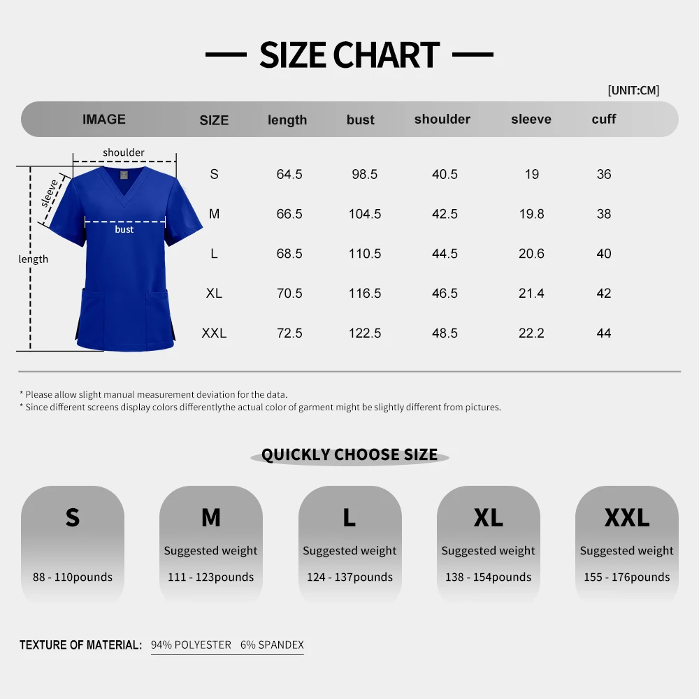 Quick-drying Stretch Unisex Scrub S-2XL Hospital Uniform Solid Color Breathable Work Wear Short-sleeved T-shirt Nurse's Clothing