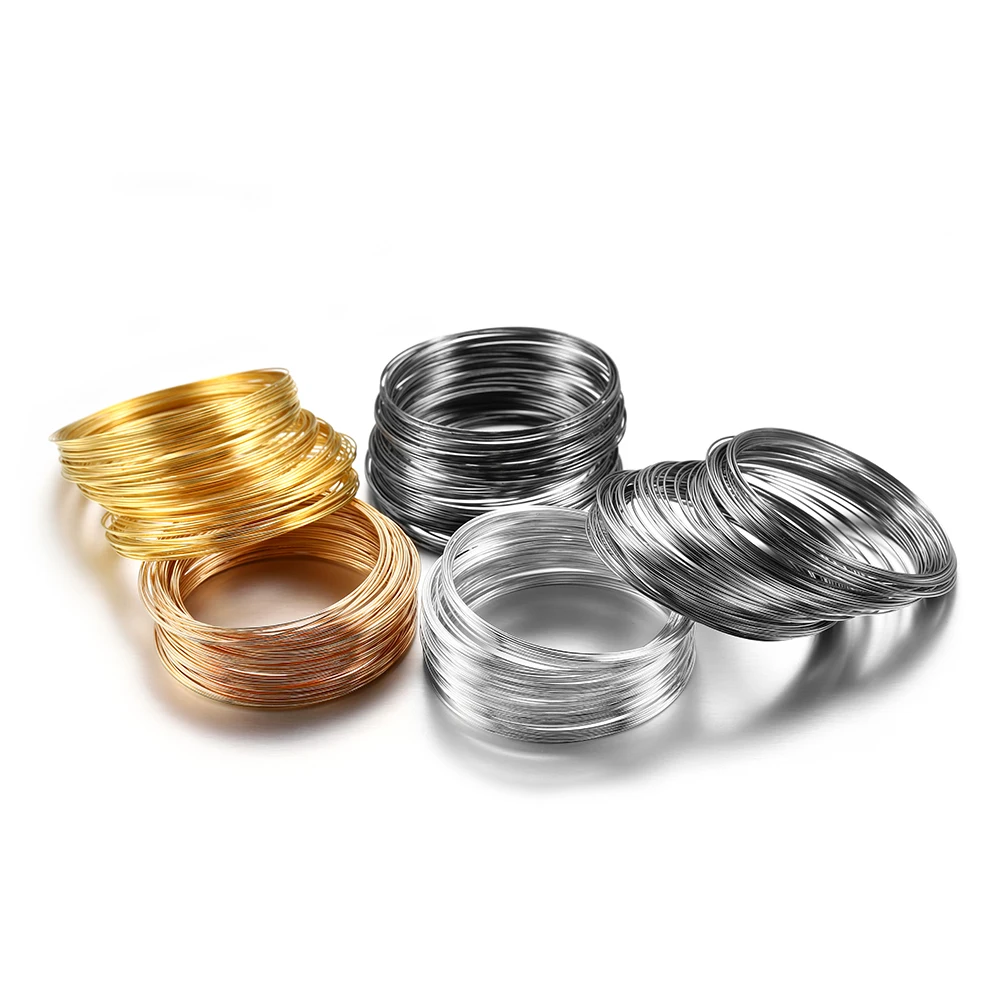 100 Loops/lot 0.6mm Silver Gold Bronze Memory Beading Steel Wire For DIY Jewelry Making Findings Accessories Supplies Bracelets
