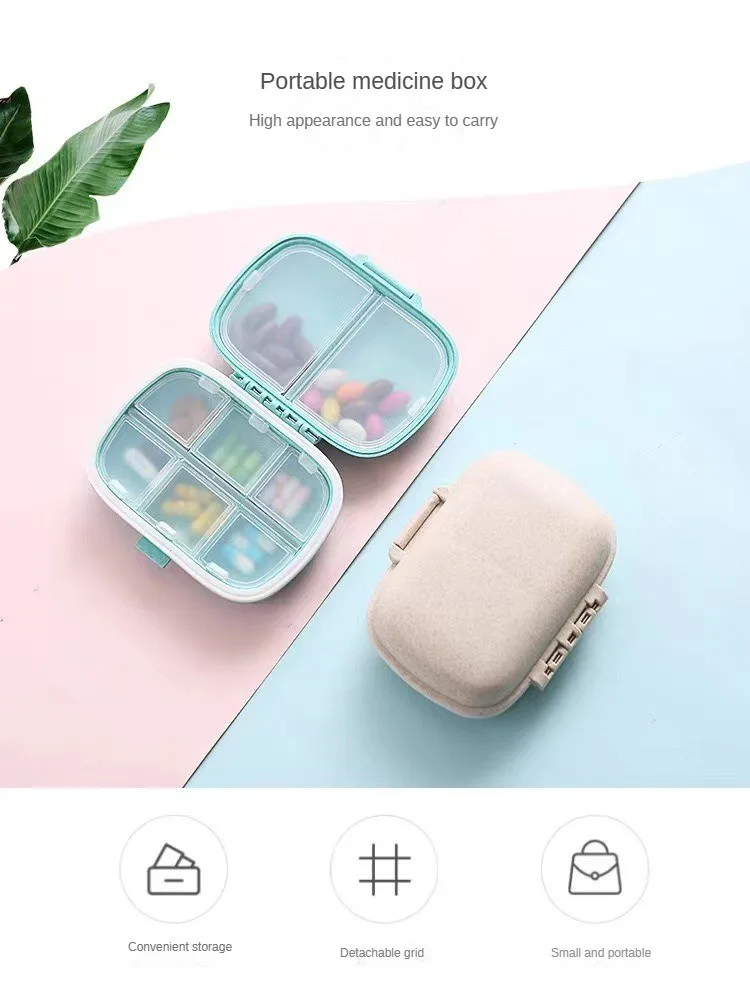 Portable 8-cell Sealed Medicine Box  Moisture-proof One Week Pill Box Packaging and Storage Box Medication Is Clear At A Glance