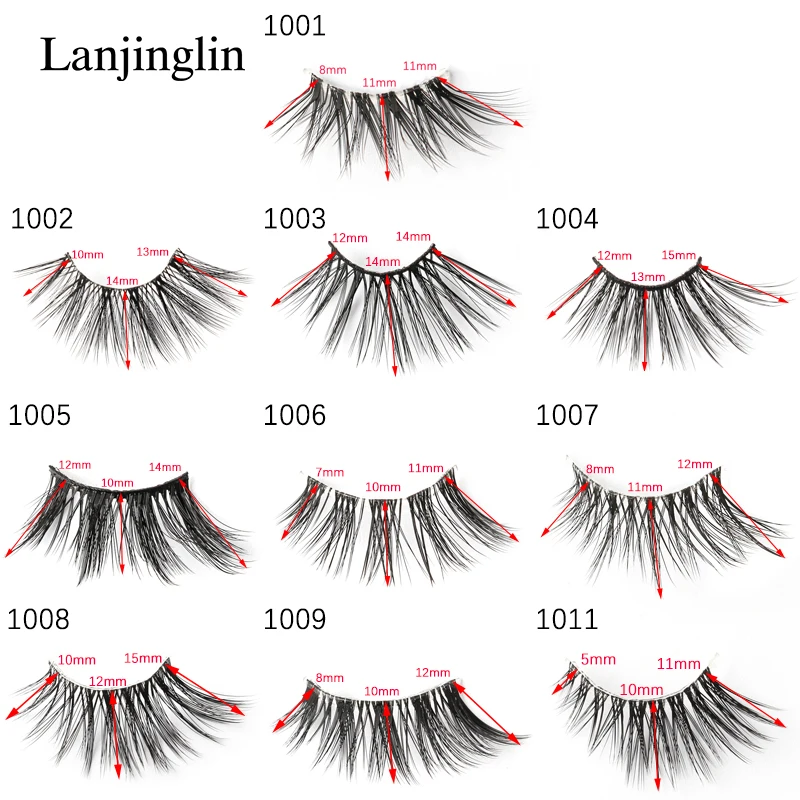 Lanjinglin ครึ่งขนตา 5 คู่ Reusable Soft Natural Lashes ดูธรรมชาติ Faux Mink Wispy Mink Eyelashes Extension แต่งหน้า