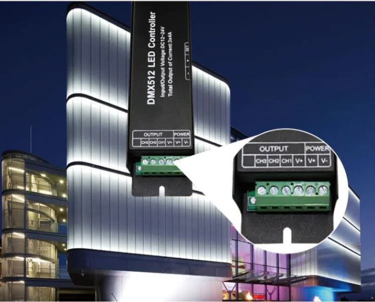 DMX512 4CHx4A/3CHX4A LED Controller Deceder Wih Display for RGB RGBW Led Strip Lights DC12-24V