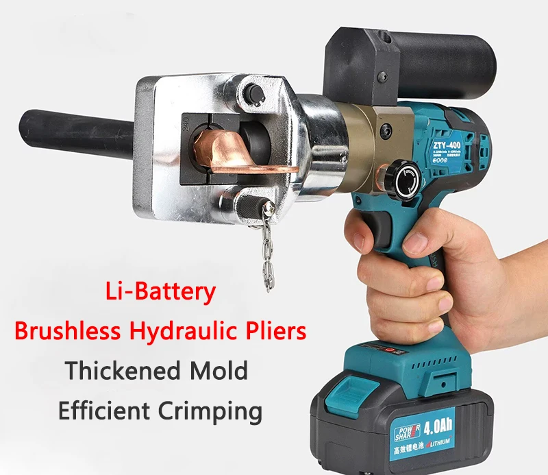 

Бесщеточные электрические гидравлические клещи ZTY-400, малые портативные пресс-клещи для обжима проводов, машина для обжима медных и алюминиевых клемм