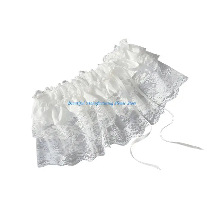 E56A Balletcore White Flower Embroidered Mesh Layered Skirt With Bows Accent Breathable Feminine Bottom Wear