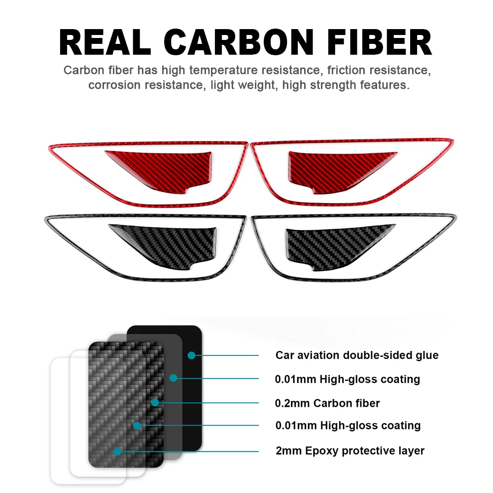 Real Carbon Fiber Sticker For Subaru WRX/WRX STI 2022 2023 Car Door Handle Frame Interior Trim RHD LHD Cover Accessories